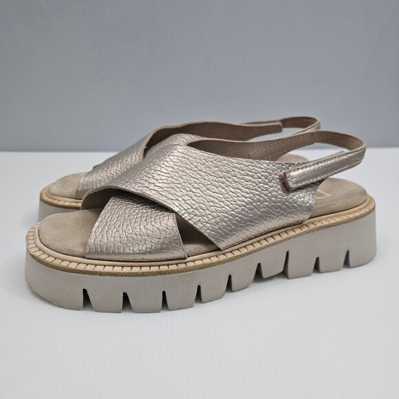 Pedro Garcia Reme Sandal Womens EU 39 Metallic Gold Leather Slingback Platform - Picture 14 of 14